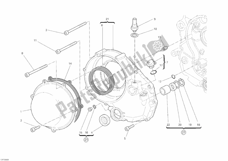 Alle onderdelen voor de Koppelingsdeksel van de Ducati Monster 1100 ABS USA 2010